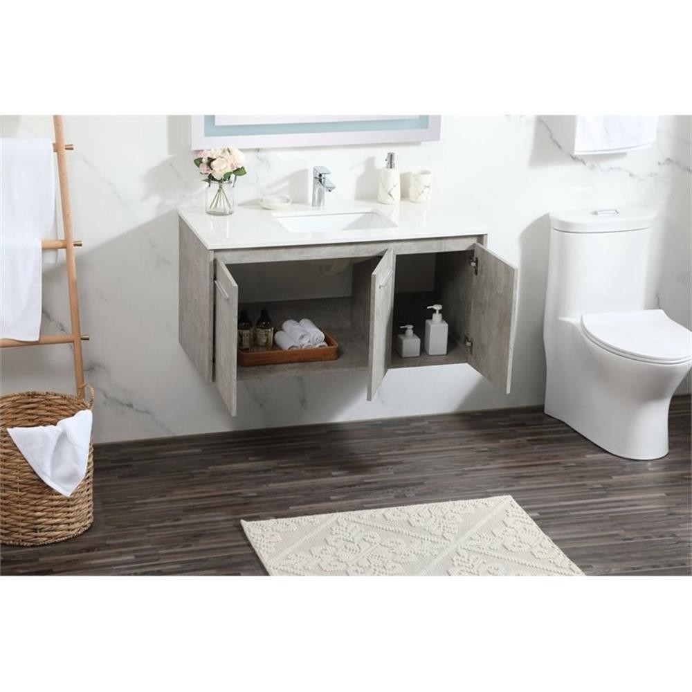 Elegant Decor Penn 40″ Aluminum Alloy MDF Single Bathroom Vanity in Gray