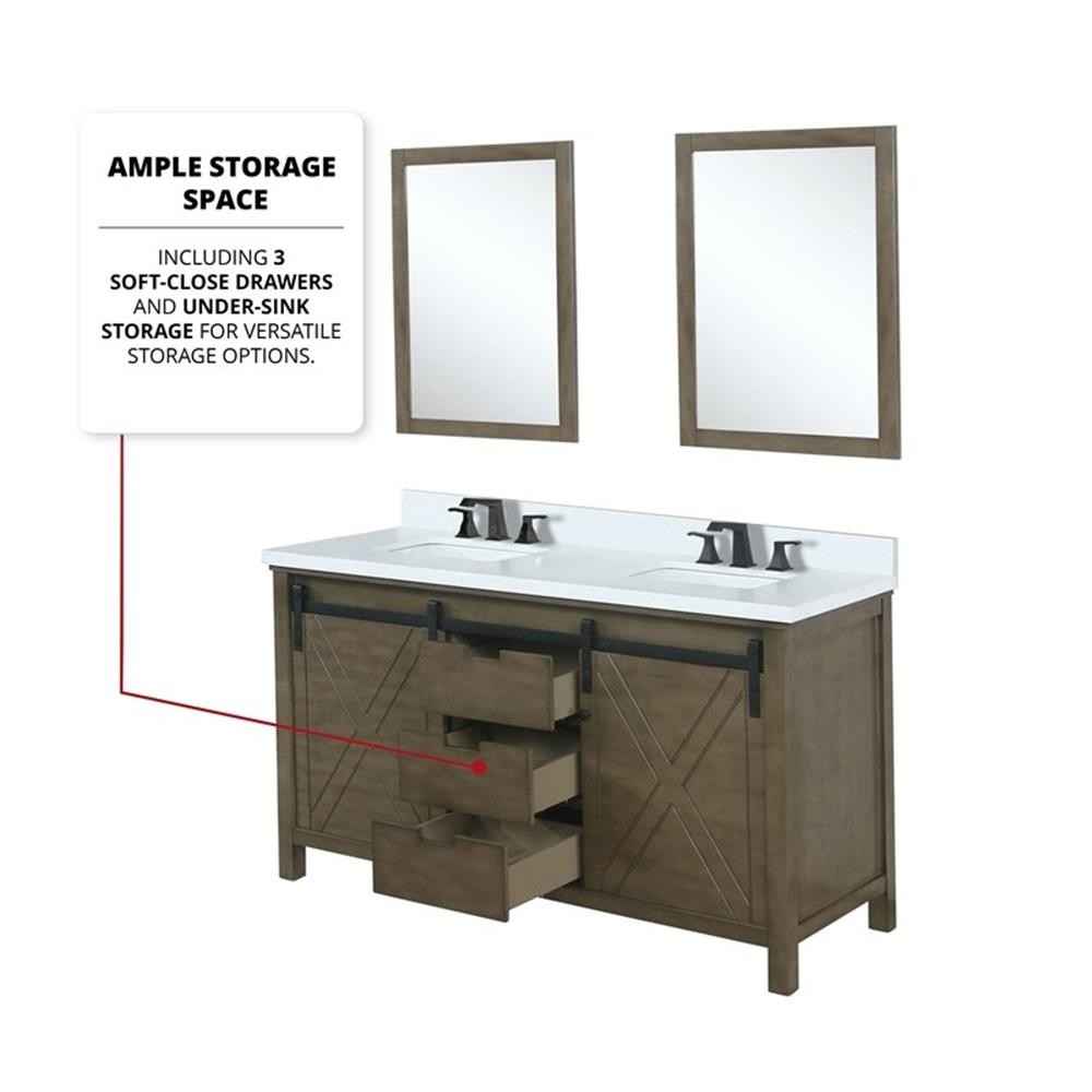Lexora Home Marsyas 60″ Vanity Cabinet in Rustic Brown
