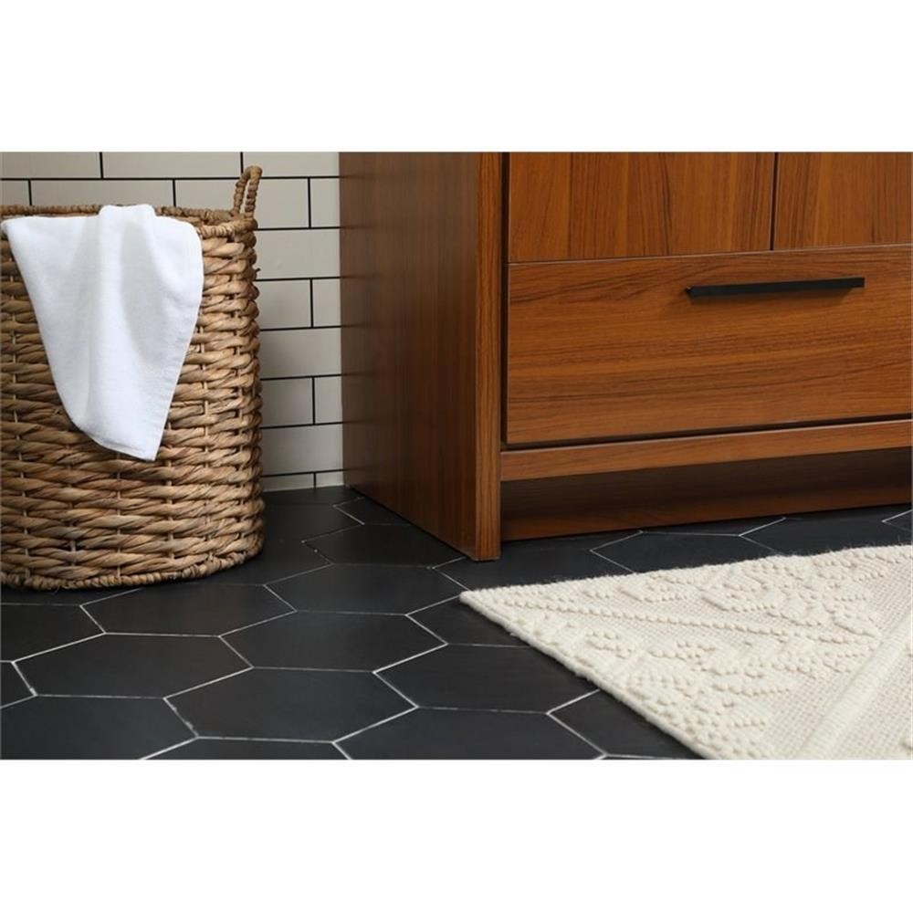 Elegant Decor Wyatt 30″ Aluminum Alloy and MDF Single Bathroom Vanity in Teak