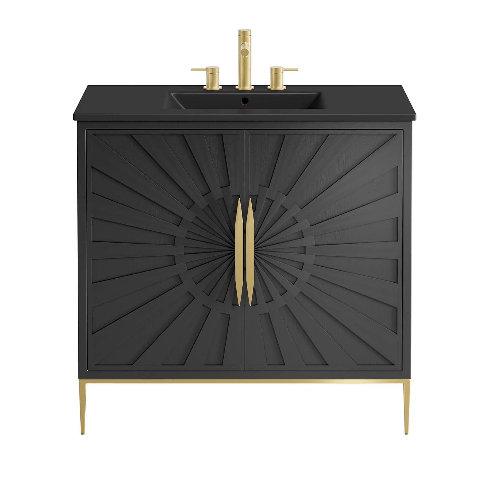 Modway Awaken 36″ Solid Wood and MDF Bathroom Vanity in Black