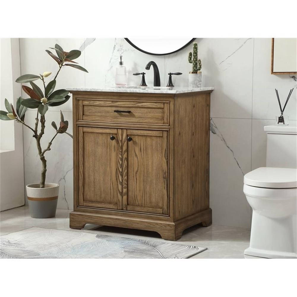 Elegant Decor Americana 30″ Aluminum Alloy Single Bathroom Vanity in Driftwood
