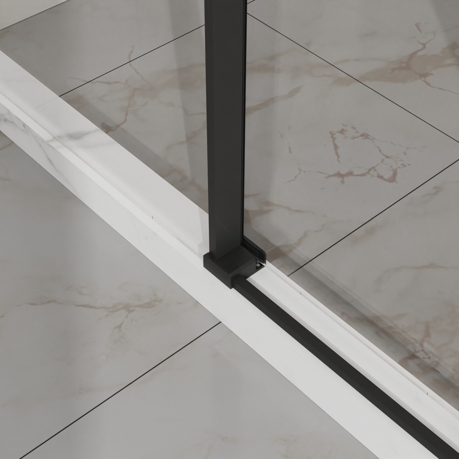 48″ W x 72″ H Sliding Shower Door, Frameless Sleek Glass Shower Door Matte Black
