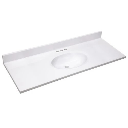 White 49″ Cultured Marble Vanity Top With Backsplash