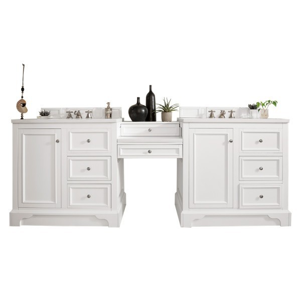 94″ James Martin De Soto 825-V94-BW-DU-WZ Double Vanity Cabinet White Zeus Top