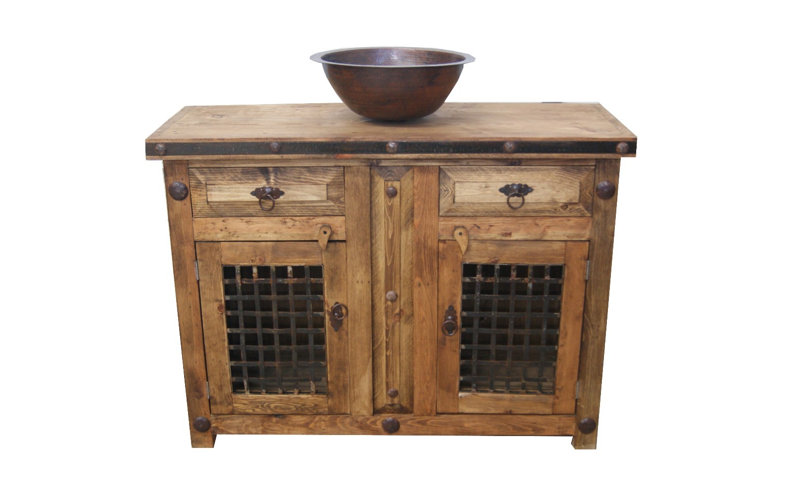 Rustic Reclaimed Wood Dungeon Doors Bathroom Vanity