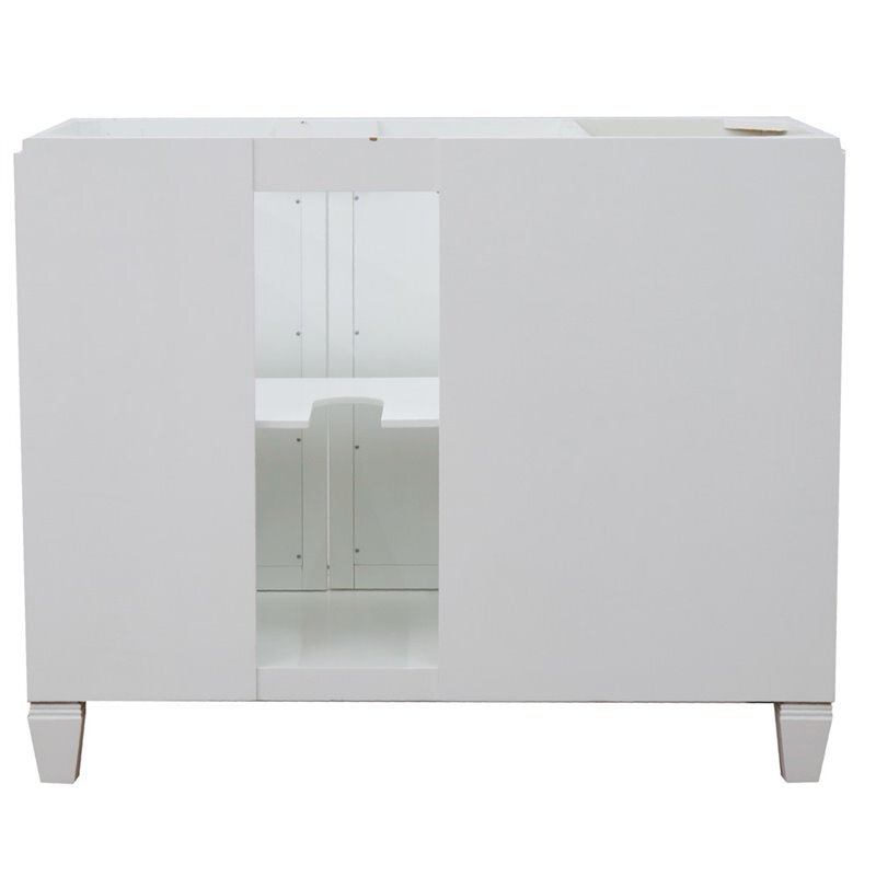 Trento 43″ Solid Wood Vanity with Right Round Sink in White/Black