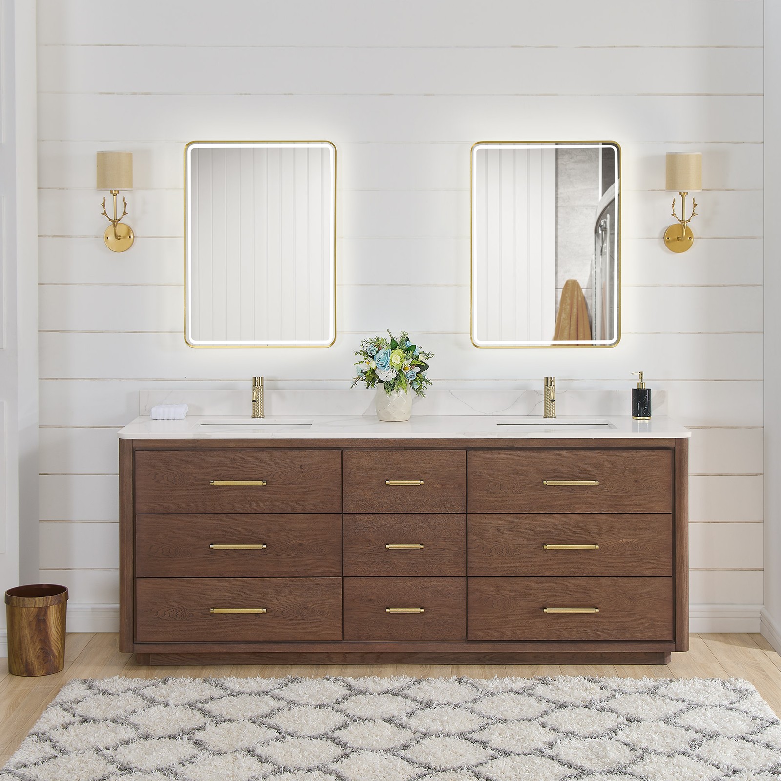 Miseno MV-706584 Porto 84″ – Aged Natural Oak / Fish Maw White