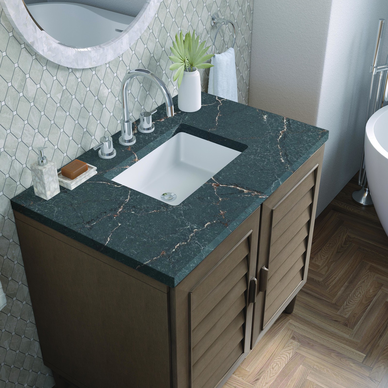 James Martin Vanities 620-V36-3PBL Portland 36″ Single Basin Wood – Wood