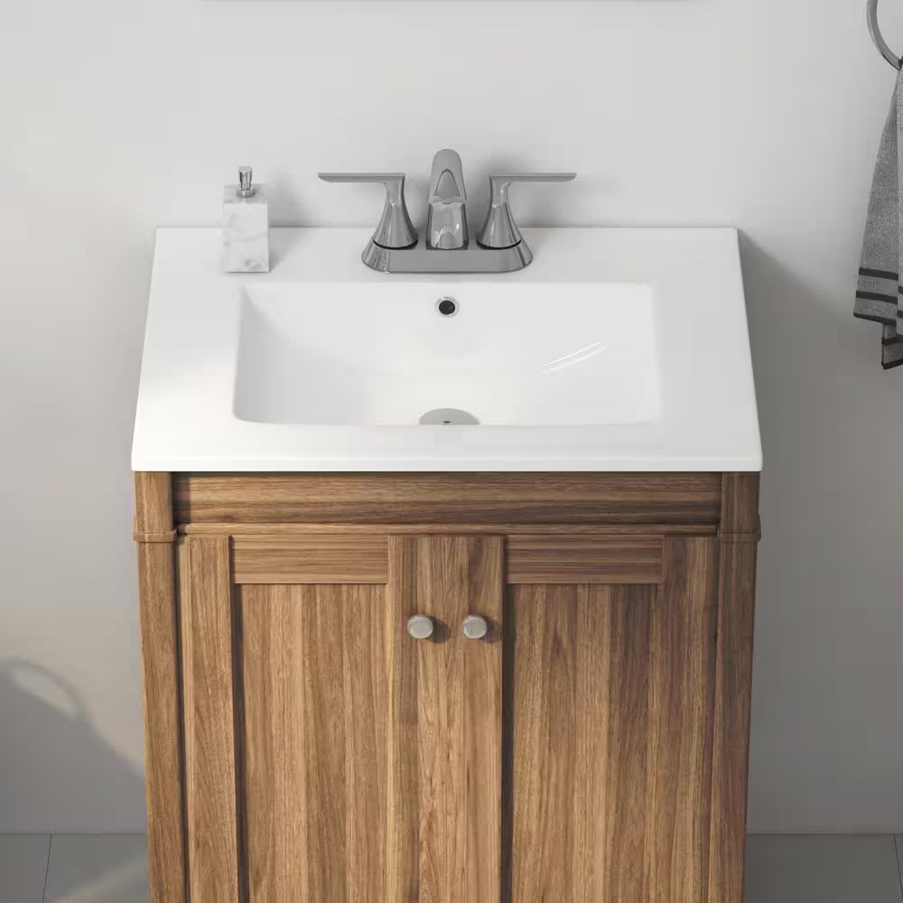 Tucson 24 In. W X 18 In. D Vitreous China Vanity Top in White with 3 Faucet Hole