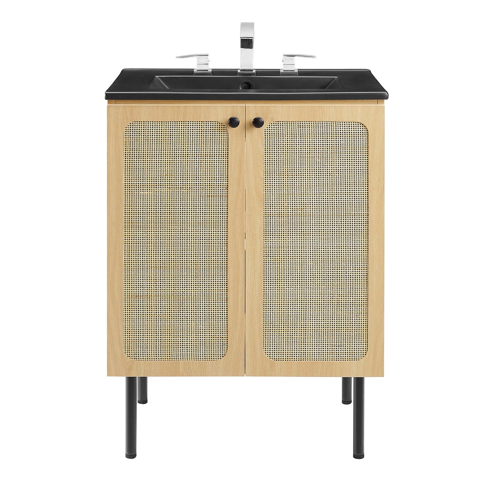 Modway Chaucer 24” Bathroom Vanity in Oak Black With Ceramic Sink Basin