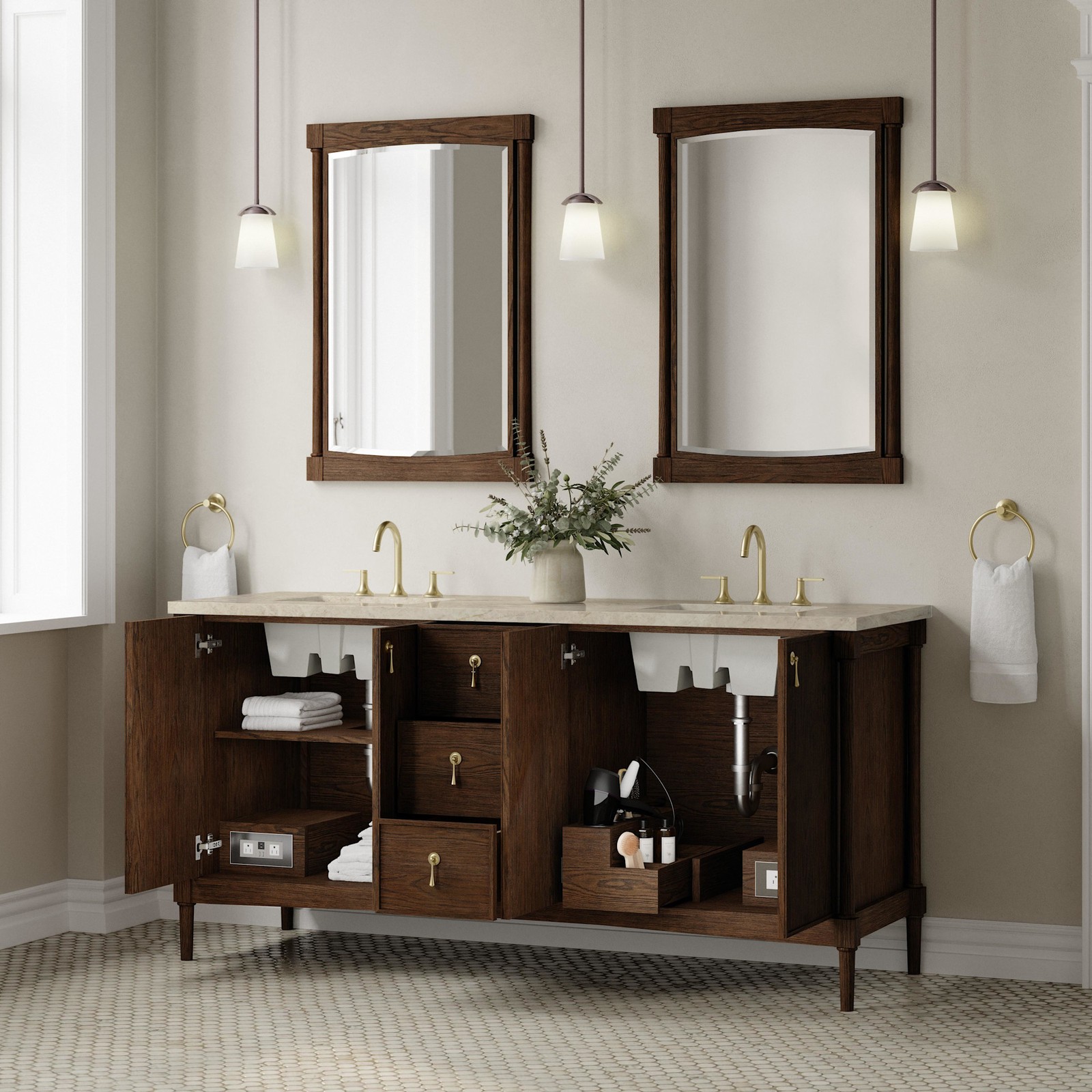 James Martin Vanities D680-V72-3TJR Kinnsden 72″ – Sable Oak