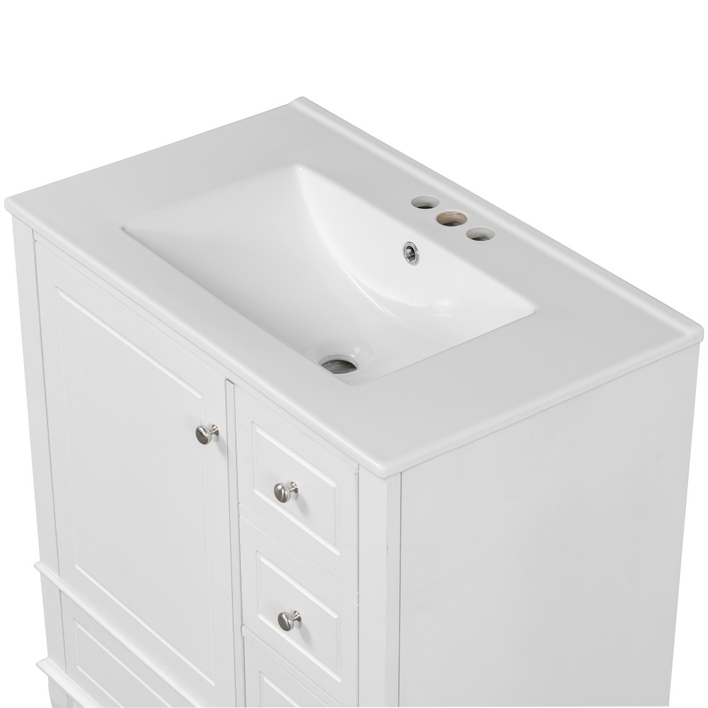 30″ Bathroom Vanity with Sink, One Door with Shelf and Three Drawers