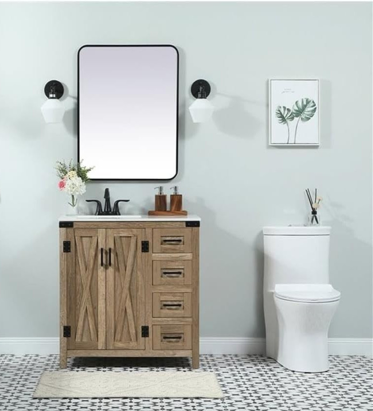 Elegant Kitchen and Bath 32 inch Single Bathroom Vanity in Natural Oak