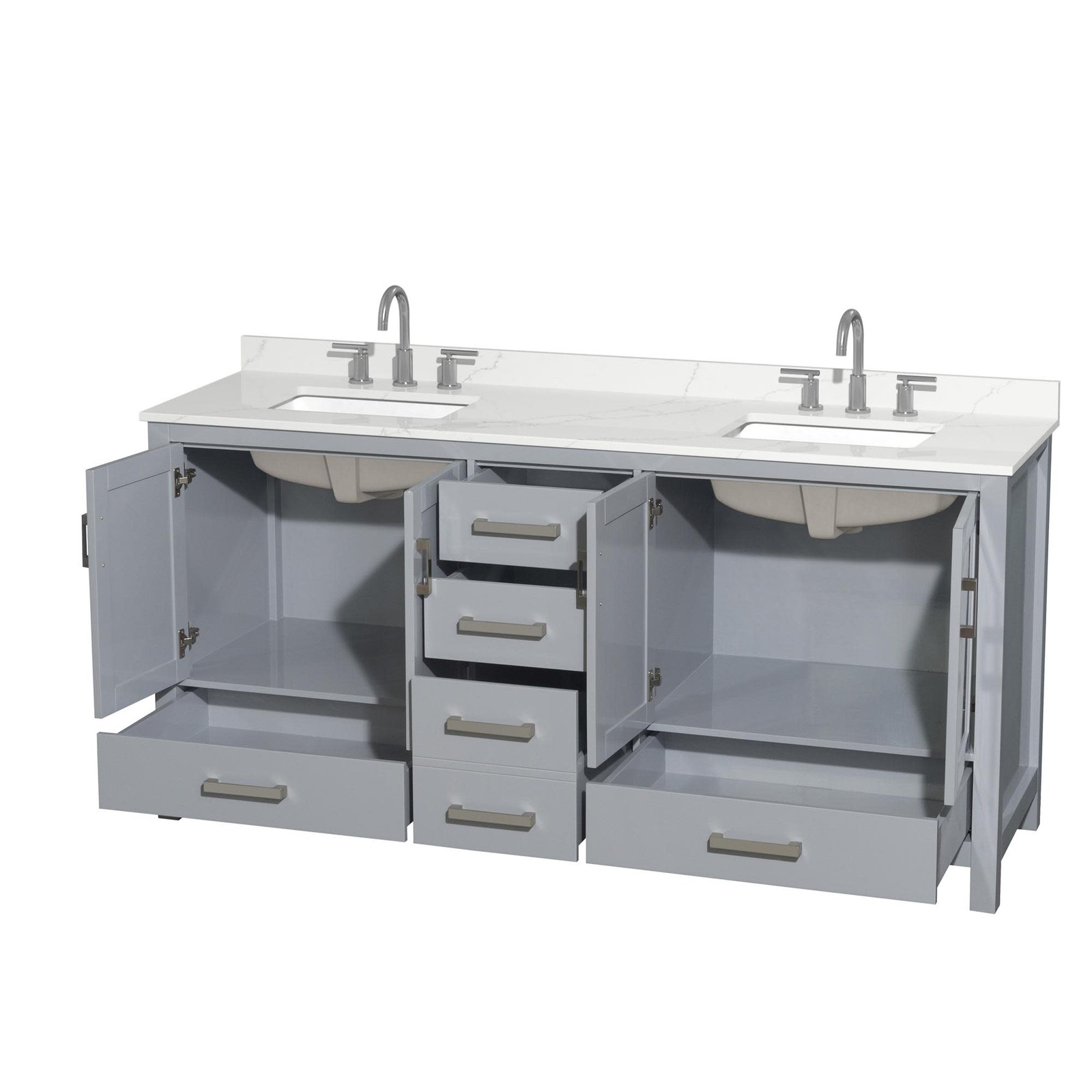 Wyndham Collection WCS141472D-QTZ-US3MXX Sheffield 72″ – Gray / Giotto Quartz
