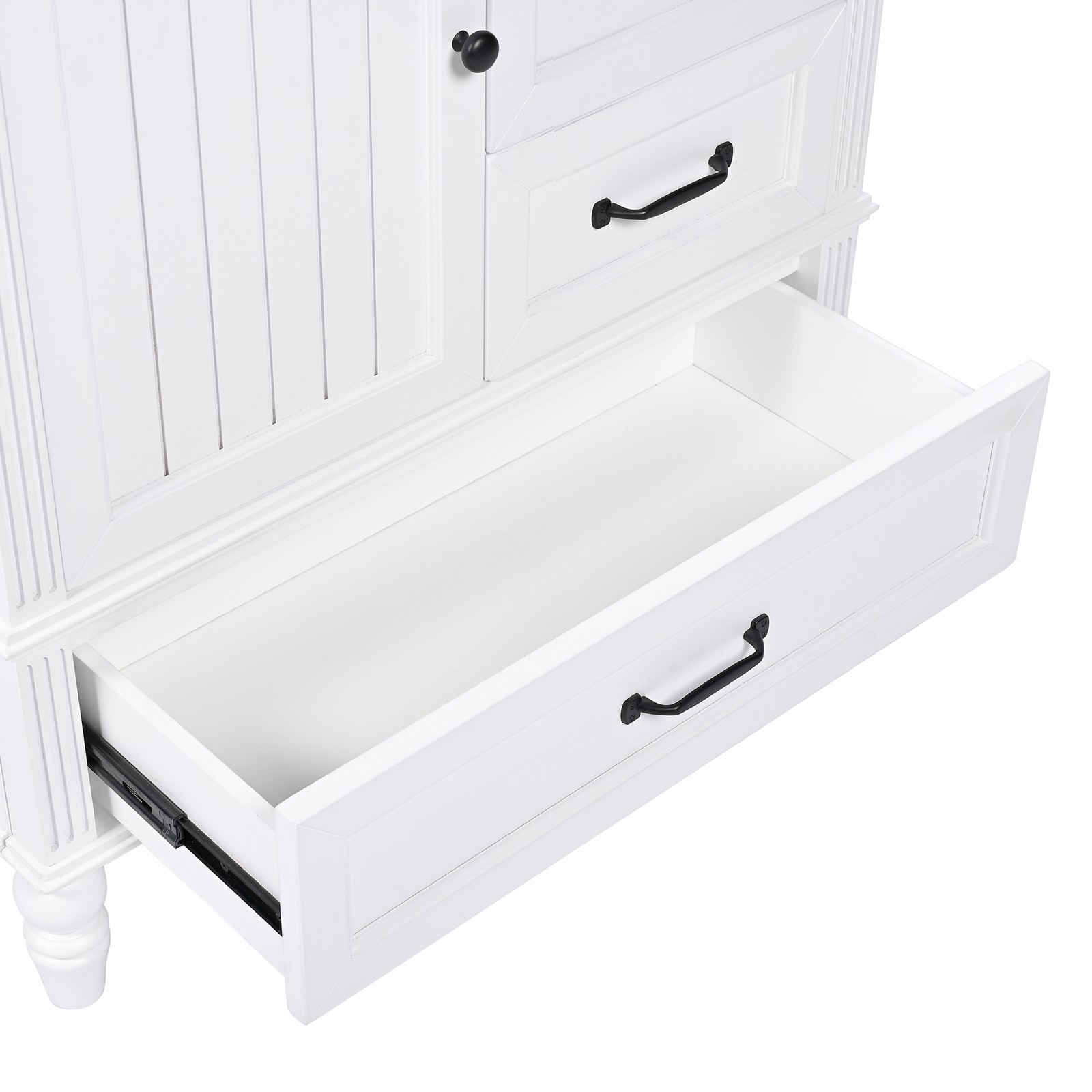 30″ Bathroom Vanity with Sink, Bathroom Cabinet with A Door, Three Drawers White