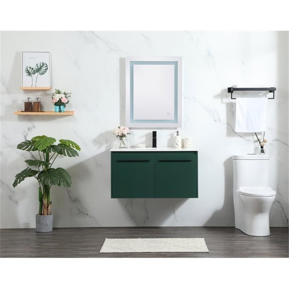 Elegant Decor Penn 36″ Aluminum Alloy MDF Single Bathroom Vanity in Green