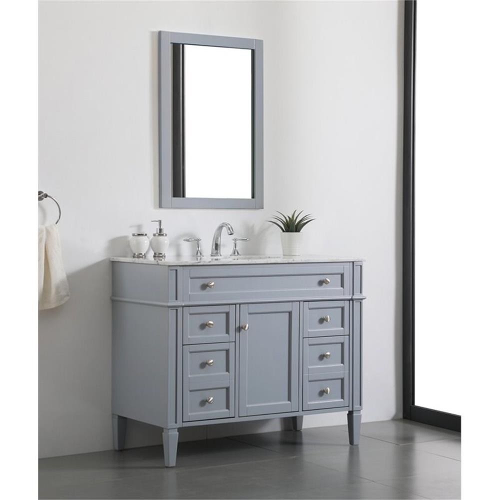 Elegant Decor Park Avenue 42″ Metal MDF Marble Single Bathroom Vanity in Gray