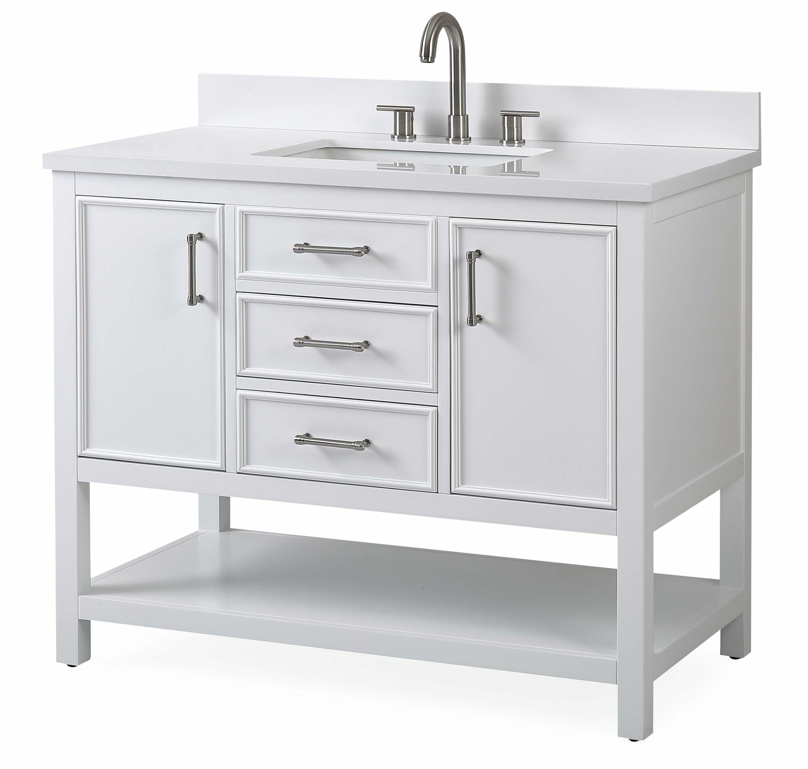 42 inch White Color Finish Single Sink Bathroom Vanity – Felton SKU