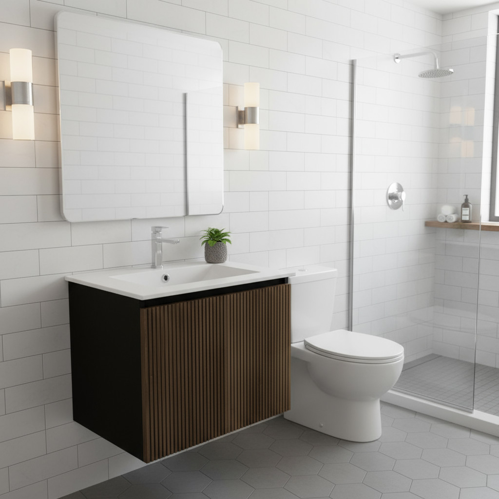 Goodyo 24 in Bathroom Vanity with Sink, Floating Wall-mount Cabinet with 2 Doors