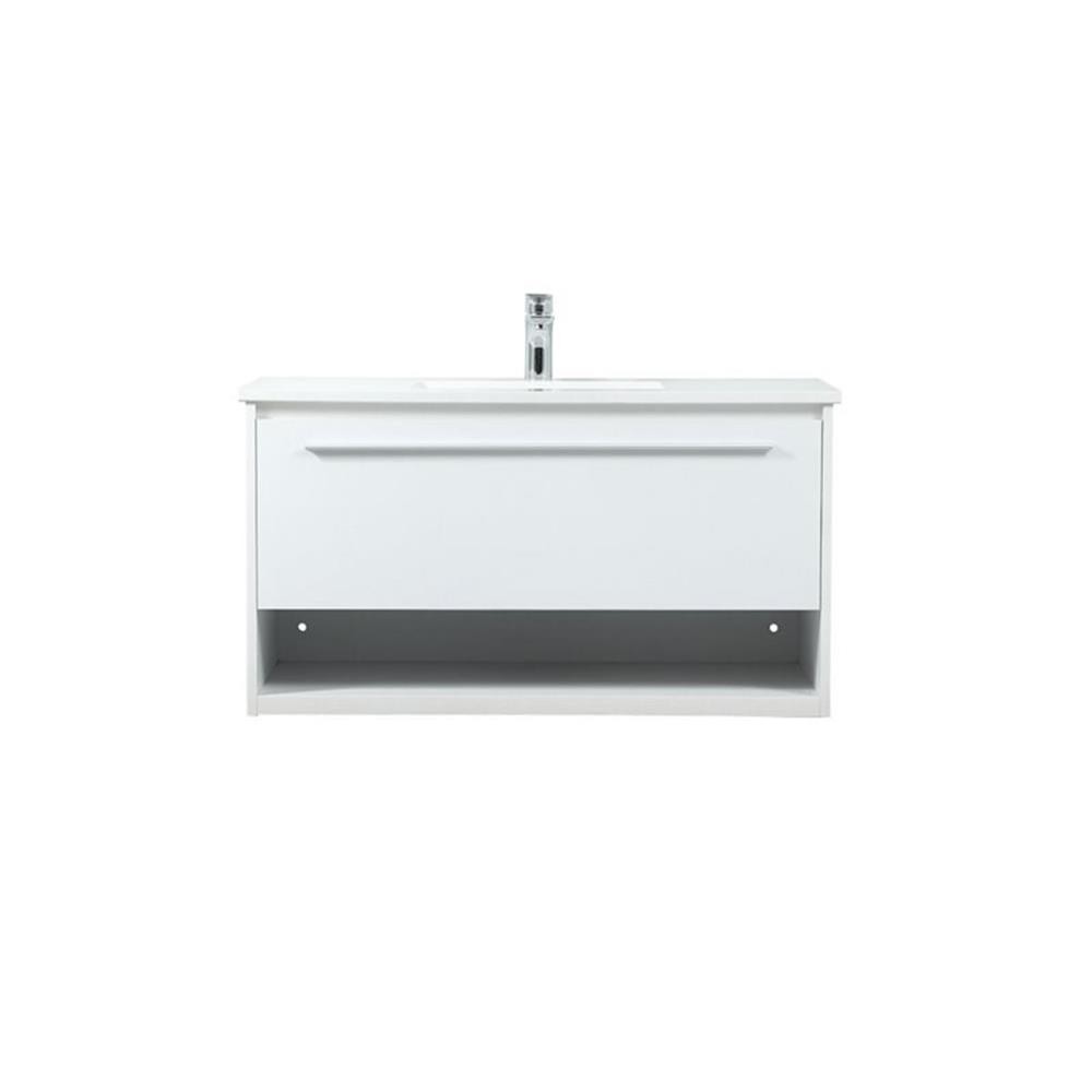 Elegant Decor Roman 36″ Aluminum Alloy MDF Single Bathroom Vanity in White