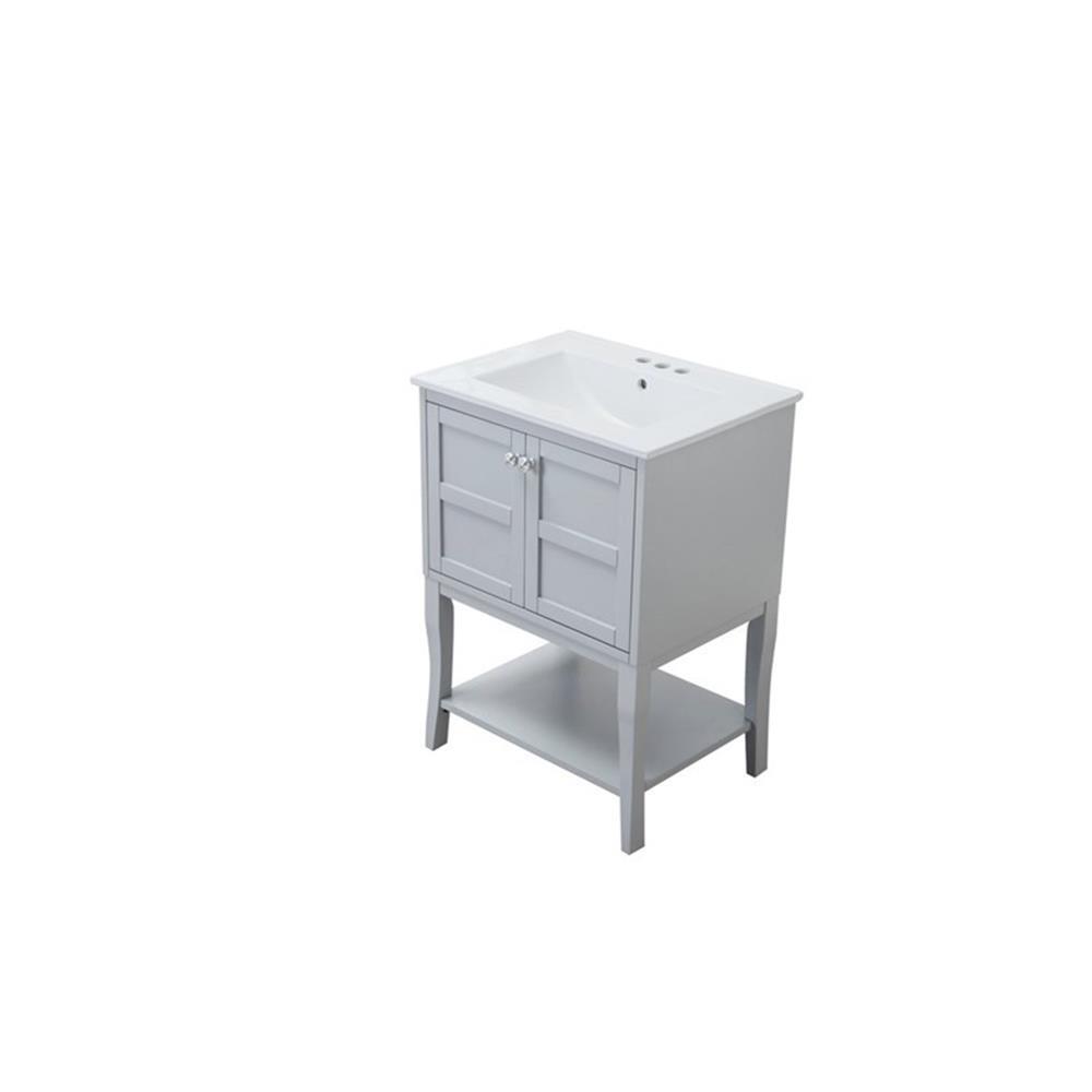 Elegant Decor Mason 24″ Solid Wood Single Bathroom Vanity in Gray