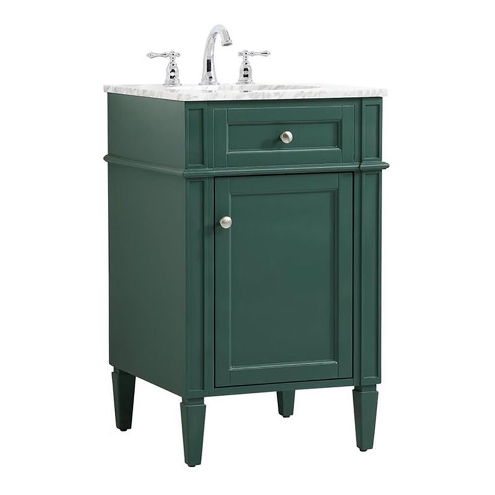 Elegant Decor Park Avenue 21″ Metal MDF Marble Single Bathroom Vanity in Green