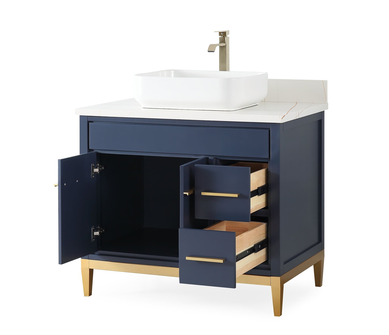 36 inch Navy Blue Beatrice Vessel Sink Bathroom Vanity – 9936NB-36U