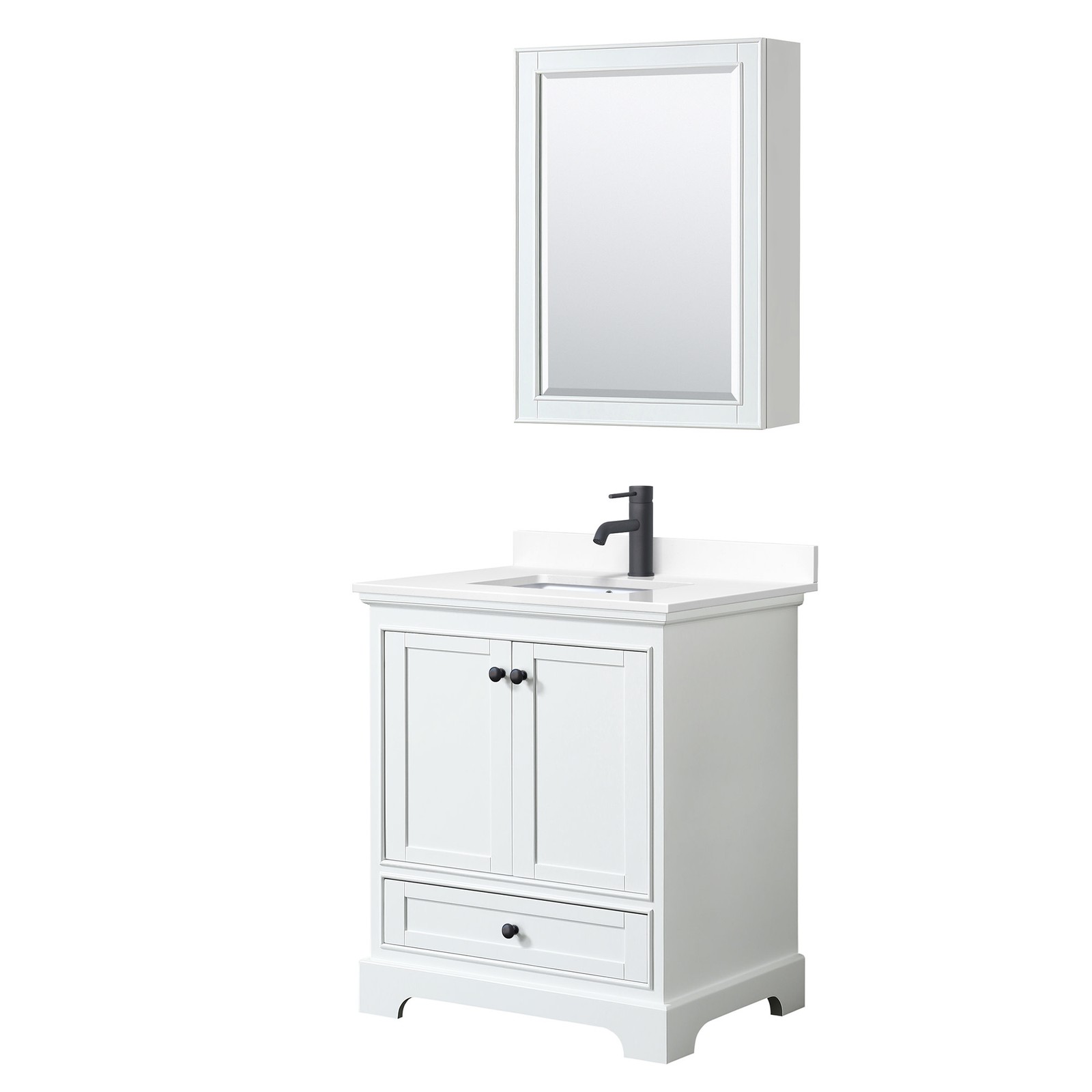 Wyndham Collection WCS202030S-VCA-MED Deborah 30″ – White / Carrara Cultured
