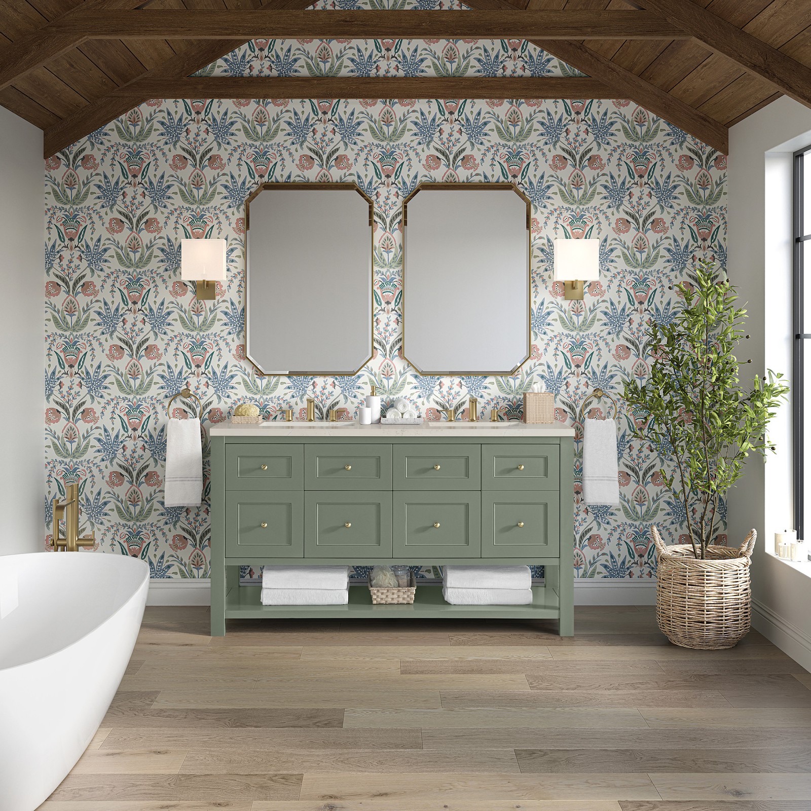 James Martin Vanities 330-V60D-3SFR Breckenridge 60″ – Whitewashed Oak