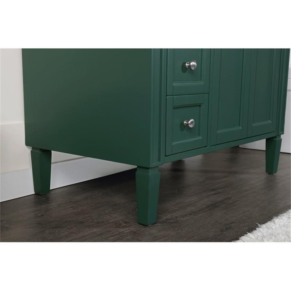 Elegant Decor Park Avenue 36″ Metal MDF Marble Single Bathroom Vanity in Green