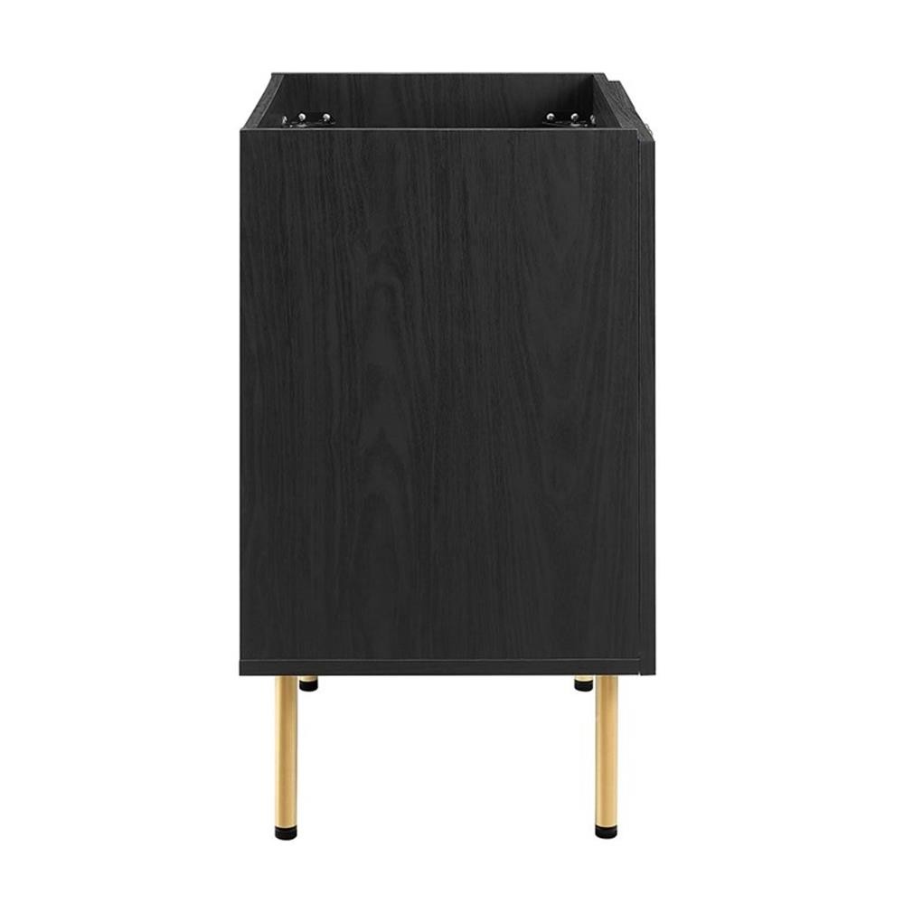 Pemberly Row 24″ Wood & Rattan Bathroom Vanity Cabinet in Black