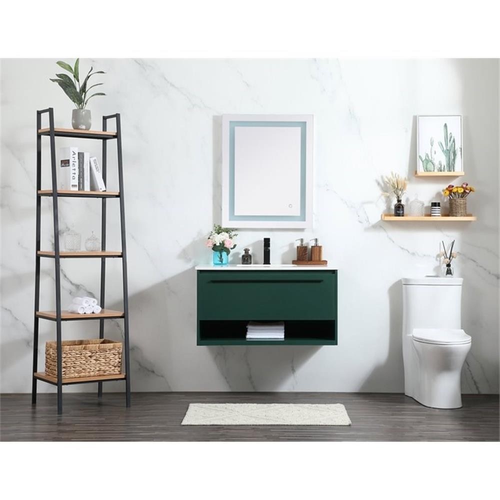 Elegant Decor Roman 36″ Aluminum Alloy MDF Single Bathroom Vanity in Green