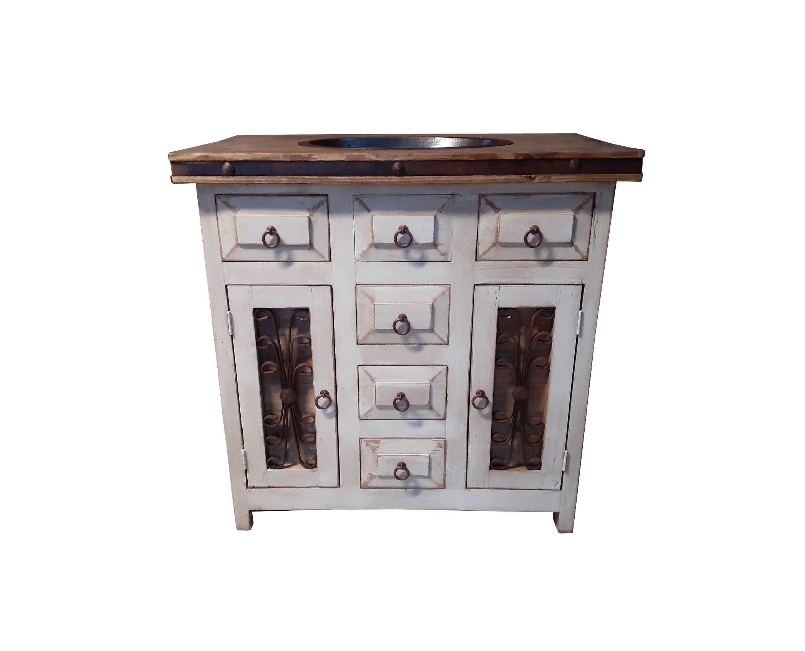 Saint Andrew Rustic Bathroom Vanity Furniture With Copper sink