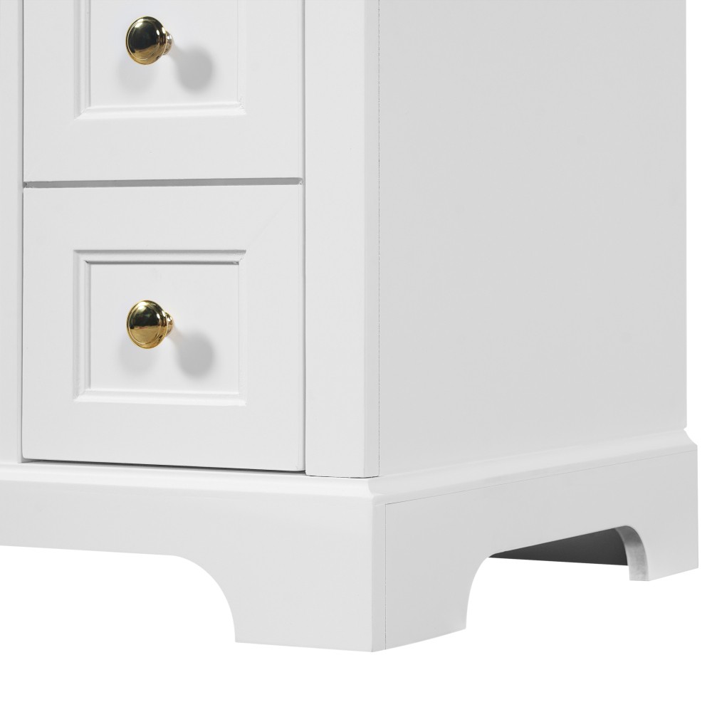 24 in White Bathroom Vanity with Sink MDF & Pinewood Construction 3 Drawers