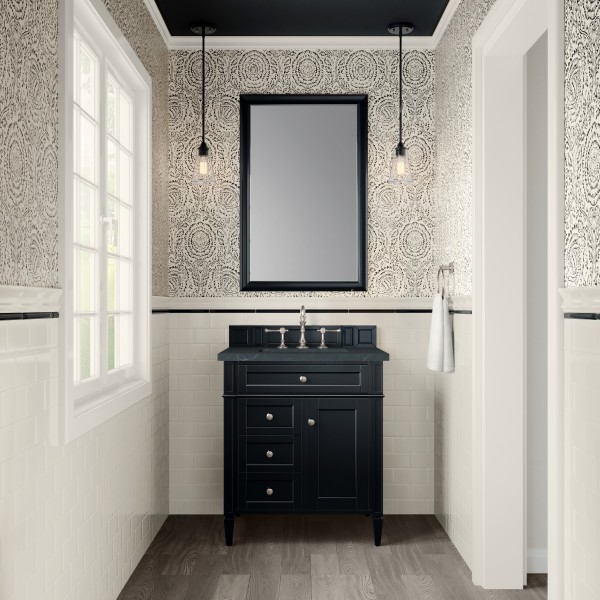 30″ James Martin Brittany 650-V30-BKO-3CSP Vanity Cabinet Charcoal Soapstone Top