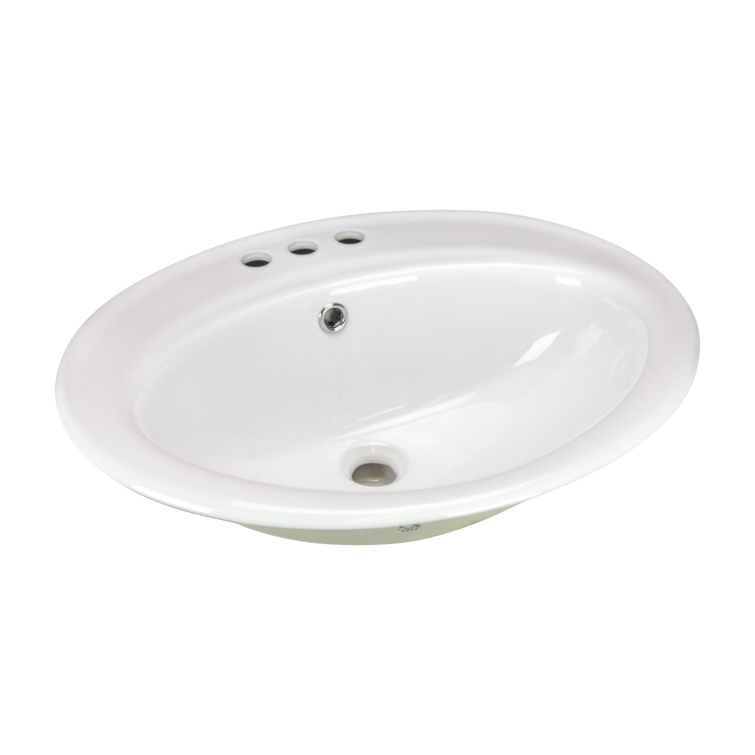 Canal Oval Shaped Drop-In 3-Hole Bathroom Vanity Sink 22-1/8″ X 18-7/8″ White