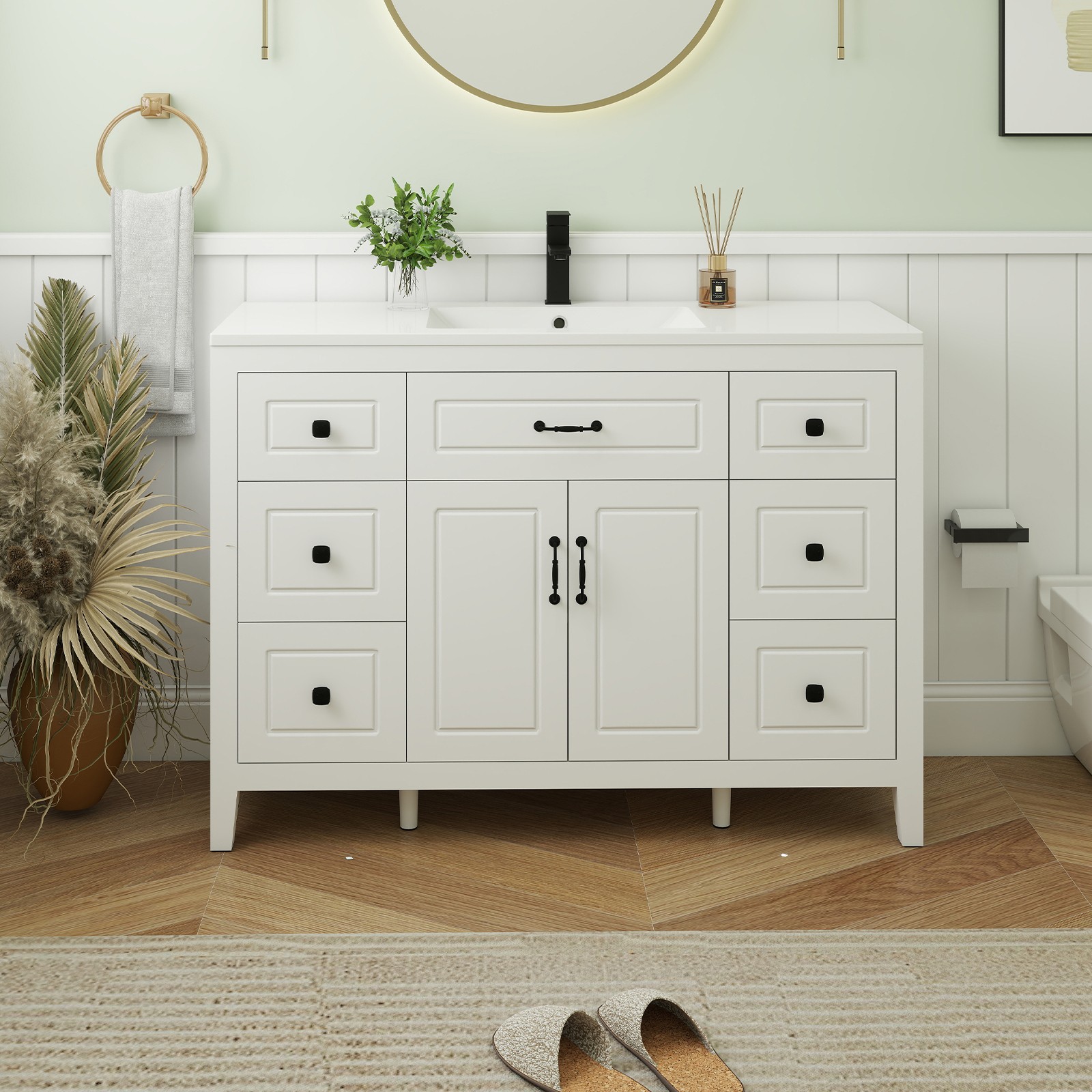 24″ Bathroom Vanity Modern Floating Bathroom Cabinet with Ceramic Bathroom Sink