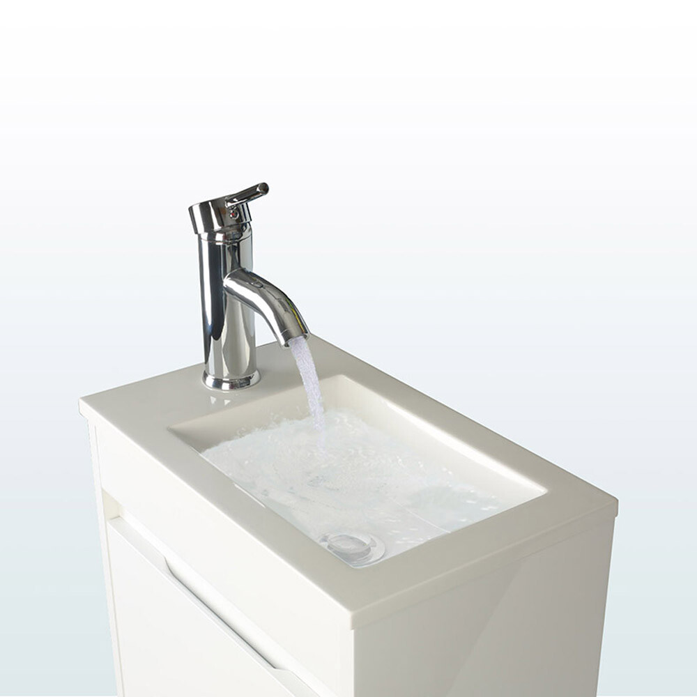 16″Bathroom Vanity Wall Mount Cabinet Resin Sink Faucet Vessel Drain Combo Set
