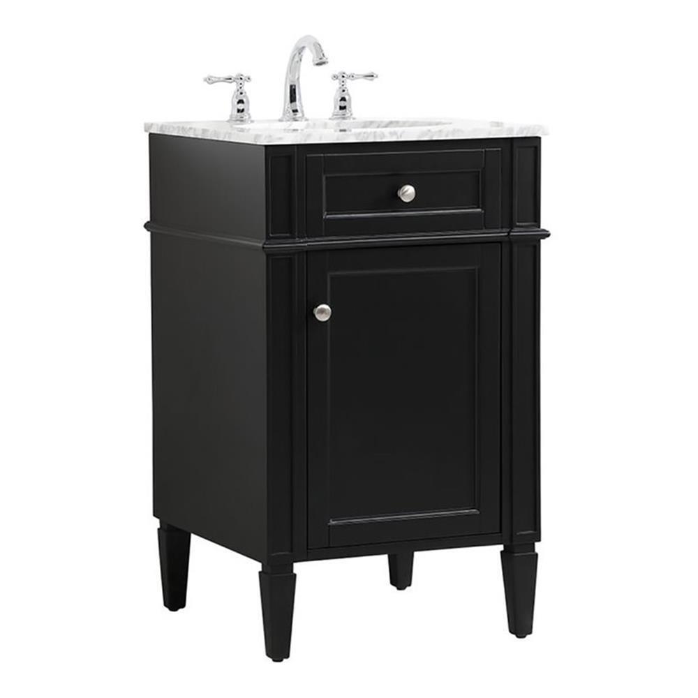Elegant Decor Park Avenue 21″ Metal MDF Marble Single Bathroom Vanity in Black