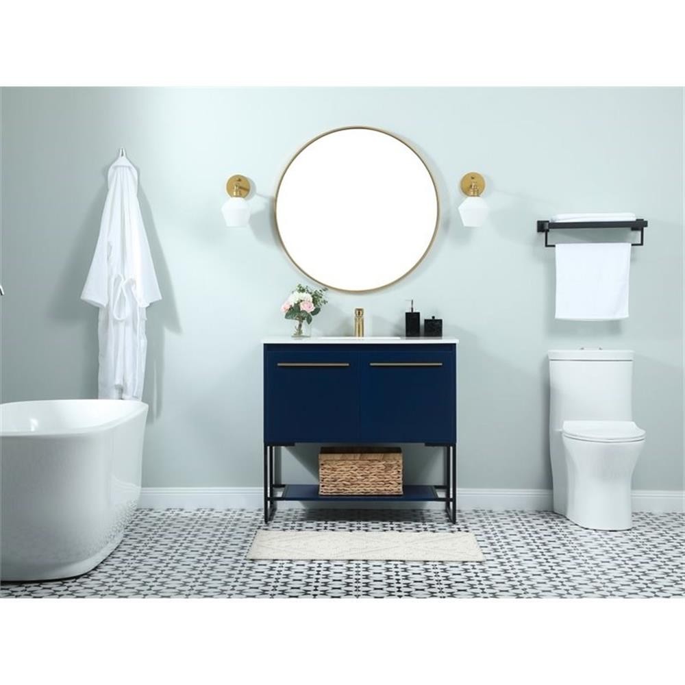Elegant Decor Sloane 36″ MDF and Steel Single Bathroom Vanity in Blue