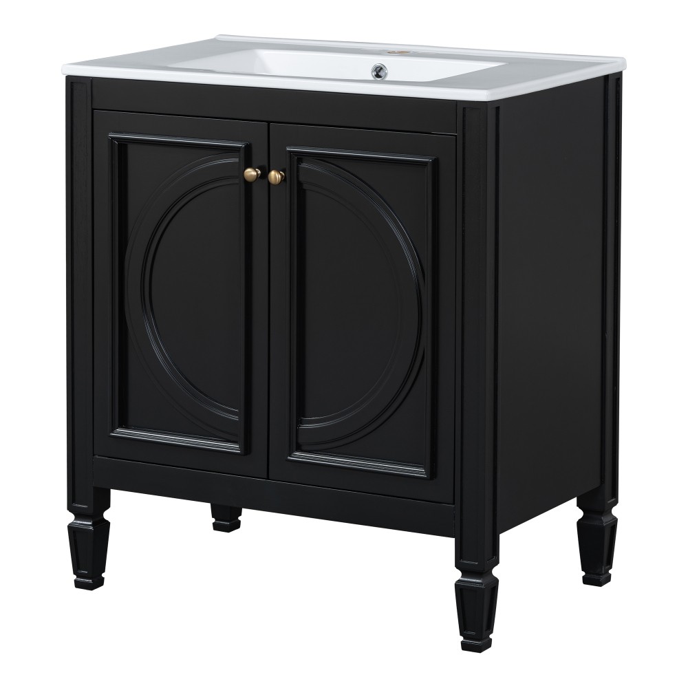 30″ Bathroom Vanity with Sink, Two Doors with Shelf, Soft Close Door Hinges