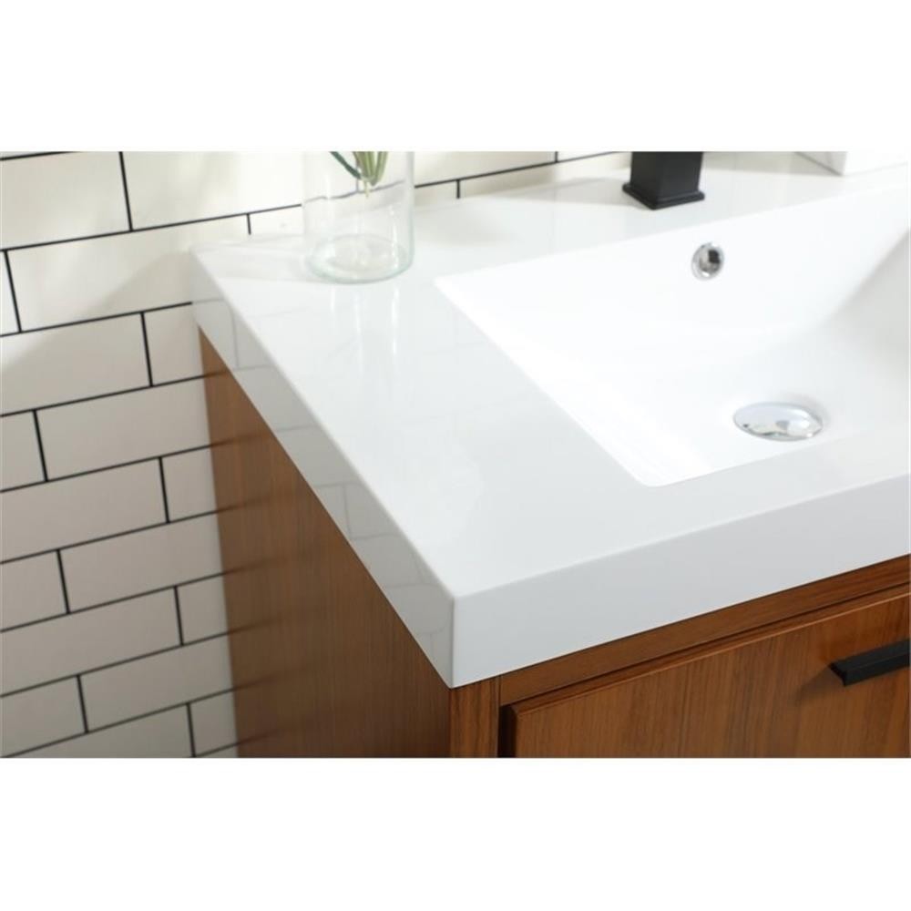 Elegant Decor Wyatt 30″ Aluminum Alloy and MDF Single Bathroom Vanity in Teak