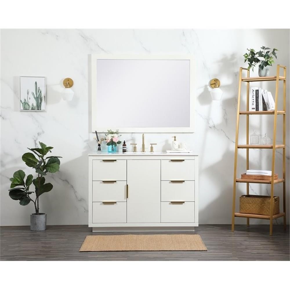 Elegant Decor Blake 48″ Aluminum Alloy MDF Single Bathroom Vanity in White