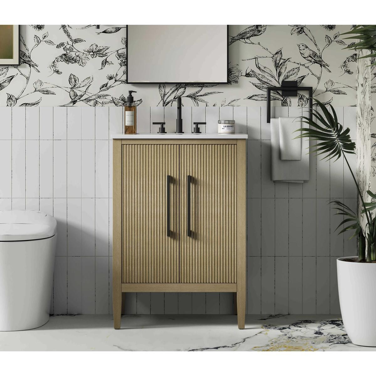 Elegant Lighting VF29624LO Blakely Vanity Linen Oak