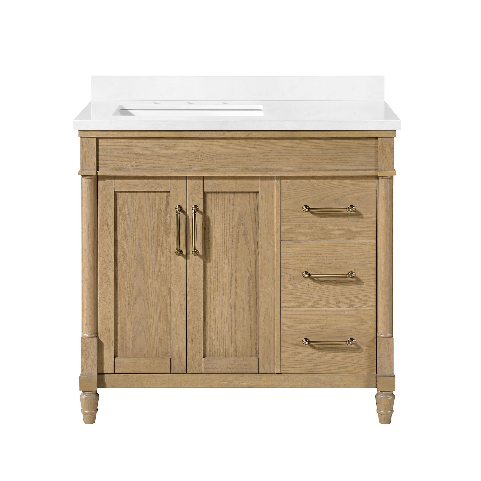 Salisbury 36″ Natural Birch Bathroom Vanity with White Countertop