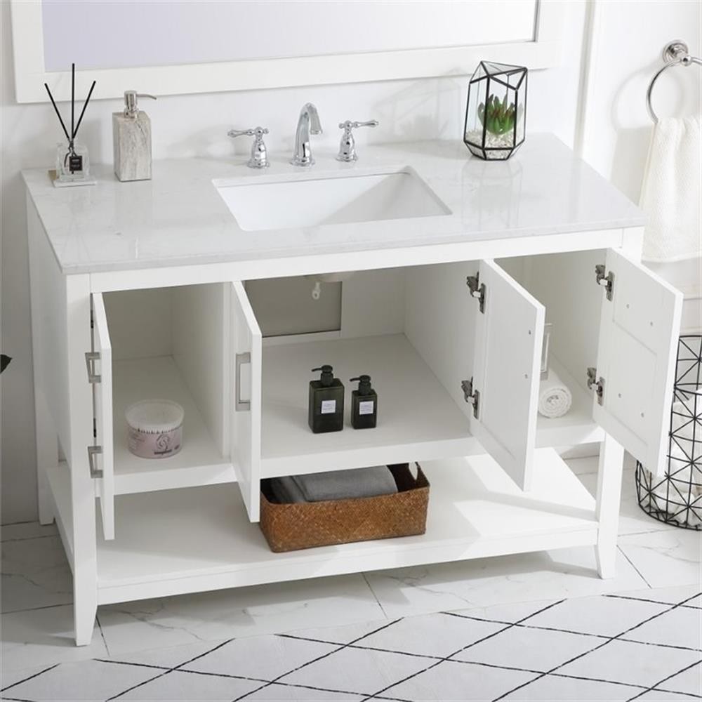 Elegant Decor Aubrey 48″ Single Quartz Top Bathroom Vanity in White