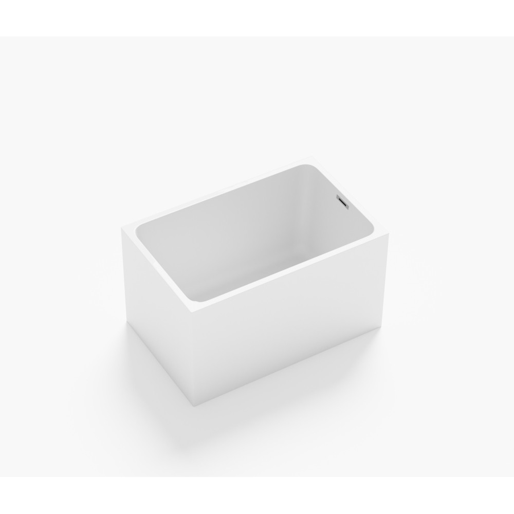 White Rectangular 47×28-inch Acrylic Soaking Tub, Chrome Drain, Easy Clean