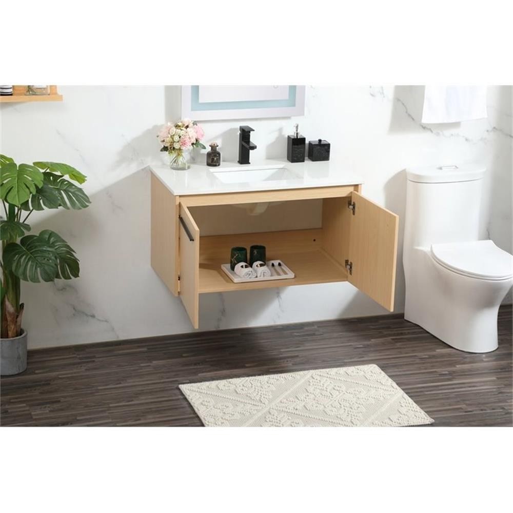 Elegant Decor Penn 36″ Aluminum Alloy MDF Single Bathroom Vanity in Maple