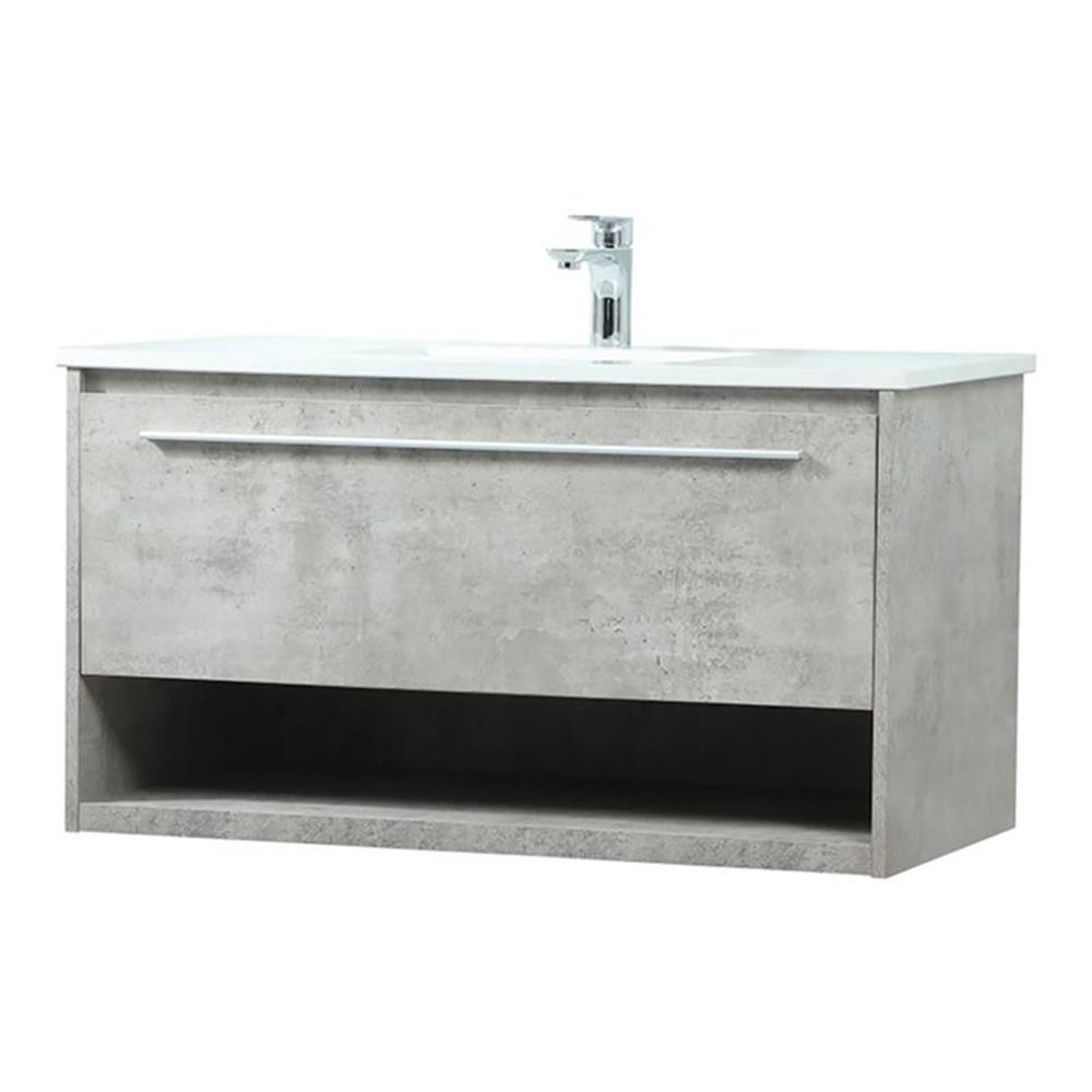 Elegant Decor Roman 36″ Aluminum Alloy MDF Single Bathroom Vanity in Gray
