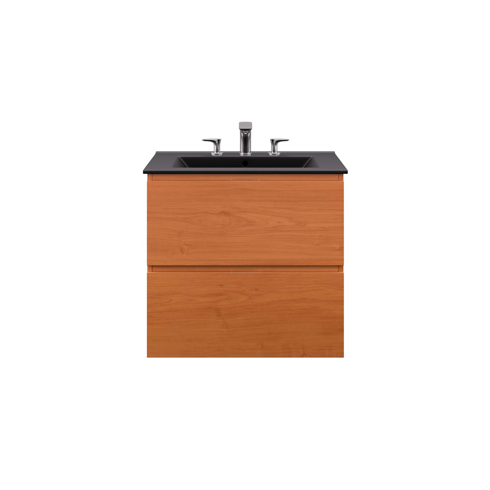 Modway Scenic 24″ Wall-Mount Bathroom Vanity in Cherry Black